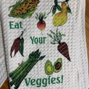 Vegetable print large kitchen towel 16"x 28"