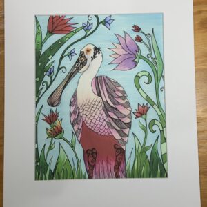 Spoonbill Art Print, 8x10 matted to 11x14