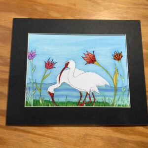 Ibis Art Print, 6x8 artwork matted to 8x10