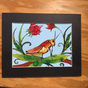 Grasshopper Art Print, 6x8 artwork matted to 8x10