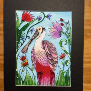 Spoonbill Art Print, 6x8 artwork matted to 8x10
