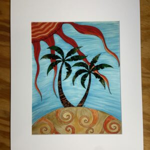 Palm tree Art Print, 8x10 matted to 11x14