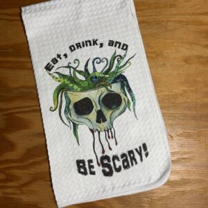 Skull print large kitchen towel