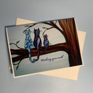 "Wishing you well" Greeting card with cats 5x7
