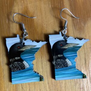 Minnesota earrings- with Loon design, silver hardware