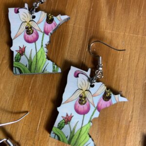 Minnesota earrings- with Lady slipper design, silver hardware