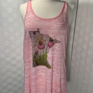 Bella Canvas Flowy tank top with MN Lady slipper print (L)