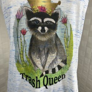 Bella Canvas Flowy tank top with “Trash Queen”  Raccoon print (M)