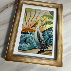 5x7 art print Pelican at sunset