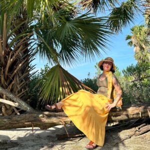 Very J. Elastic waist tiered maxi skirt Yellow (S,M,L)