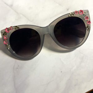 Gray Sunglasses- Cat eye style with floral accents