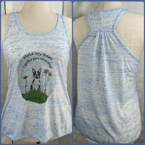 Bella Canvas Flowy tank top "Hold my beer I gotta pet this dog" (S,L)