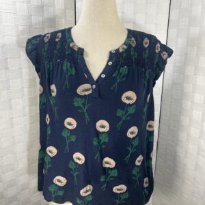 Lucky Brand blue cap sleeve floral blouse (L)