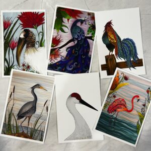 Post cards Set of (6) Bird art prints
