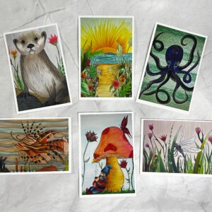 Postcards set of (6) variety pack art