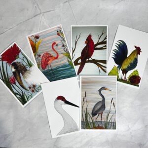 Post cards Set of (6) Bird art prints