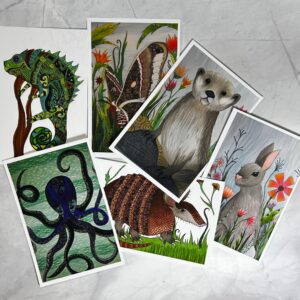 Post cards set of (6) animal variety pack