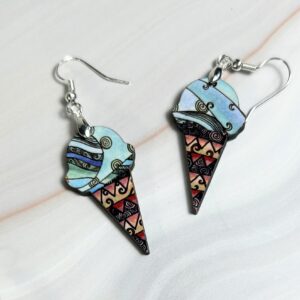 Earrings Ice cream cones, blue