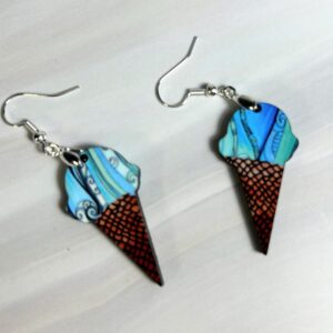 Earrings Ice cream cones, blue