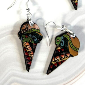 Earrings Ice cream cones, blue, tan and green