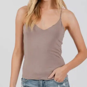 cami tank top- double layer v-neck Mocha (S,M,L)