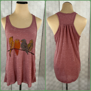 Birds on a branch Bella Canvas flowy racer back tank top (M)