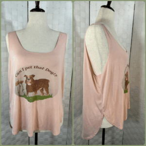 Can I pet that dog? Bella Canvas Peach loose fit high low tank top (XL)