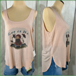 Let it be. Bella Canvas Peach loose fit high low tank top (M)