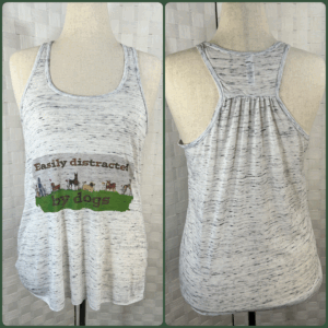 Easily distracted by dogs Bella Canvas flowy racer back tank top (XL)