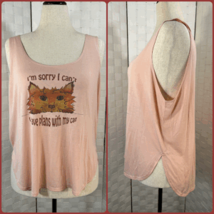 Sorry I cant, I have plans with my cat. Bella Canvas Peach loose fit high low tank top (L)