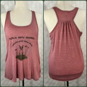 Hold my wine I gotta pet this dog Bella Canvas flowy racer back tank top (S,XL)