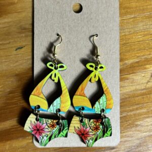 Bikini Swimsuit dangle earrings flower/beach pattern