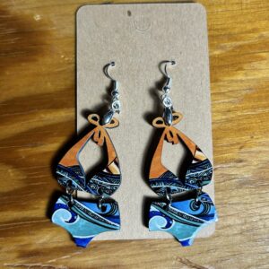 Bikini Swimsuit dangle earrings waves/sun pattern