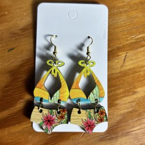Bikini Swimsuit dangle earrings flower/beach pattern